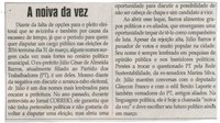 A noiva  da vez. Jornal Correio da Cidade, Conselheiro Lafaiete,  1306ª ed. , Caderno Opinião, p. 8.