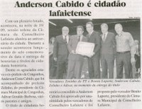 Anderson Cabido é cidadão lafaietense. Jornal Baruc, Congonhas, 1ª quinzena de out. de 2013, p. 07.
