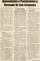  Aposentados e pensionistas & Vereador Dr. Ivar Cerqueira. Jornal Nova Gazeta, Conselheiro Lafaiete, 01 abr. 2006, 406ª ed., p. 14.