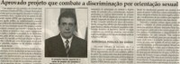 Aprovado projeto que combate a discriminação por orientação sexual. Jornal Correio da Cidade, Conselheiro Lafaiete, 13 abr. 2013, p. 0