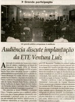 Audiência discute implantação da ETE Ventura Luiz. Jornal Correio da Cidade, Conselheiro Lafaiete, 14 set 2013, p. 13.