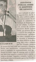 Audiência pública sobre o Shopping em Lafaiete. Jornal Correio da Cidade Conselheiro Lafaiete, [22 abr. 2013], [s.p.].