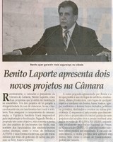 Benito Laporte apresenta dois novos projetos na Câmara. Jornal Correio da Cidade, Conselheiro Lafaiete, 10 ago. 2013, p. 06.