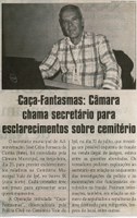 Caça-Fantasmas Câmara chama secretário para esclarecimentos sobre cemitério. Correio de  Minas, Conselheiro Lafaiete, 29 ago. 2015, 417ª ed., p. 2.