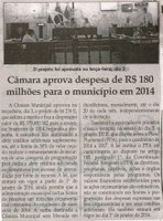 Câmara aprova despesa de R$ 180  milhões para o município em 2014. Jornal Correio da Cidade, Conselheiro Lafaiete, 07 dez. 2013, p. 2.