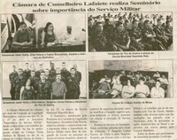 Câmara de Conselheiro Lafaiete realiza Seminário sobre a importância do Serviço Militar. Folha Livre, 05 mai. de 2007, 320ª ed., p. 03.