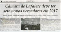 Câmara de Lafaiete deve ter sete novos vereadores em 2017. Jornal Correio da Cidade, Conselheiro Lafaiete, 23 a 29 jan. 2016, Caderno Política, p. 6.