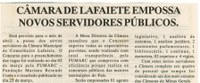 Câmara de Lafaiete empossa novos servidores públicos. Jornal Nova Gazeta, Conselheiro Lafaiete, 05 abr. 2008. 508ª ed., p. 05. 