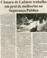 Câmara de Lafaiete trabalha em prol de melhorias na Segurança Pública. Jornal Nova Gazeta, Conselheiro Lafaiete, 27 jan. 2007, 448ª, p. 06. 