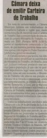 Câmara deixa de emitir Carteira de trabalho. Jornal Correio da Cidade, Conselheiro Lafaiete, 1315ª ed., 30 abr. a 06 maio de 2016, Caderno Política, p.4.