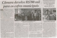 Câmara devolve R$ 700 mil para os cofres municipais. Jornal Correio da Cidade, Conselheiro Lafaiete, 04 jan. 2014, p. 4. 