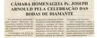 Câmara homenageia Pe. Joseph Arnould pela celebração das Bodas de Diamante. Jornal Nova Gazeta, Consel. Lafaiete, 29 mar. 2008, 507ª ed., p. 05.