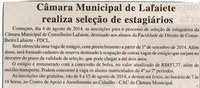Câmara Municipal de Lafaiete realiza seleção de estagiários. Jornal Expressão Regional 09 a 15 ago. 2014, 342 VIII ed.,p. 2.