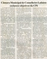  Câmara Municipal de Conselheiro Lafaiete : esclarecimento Público. Folha Livre, 05 mai. 2007, 320ª ed., p. 13.