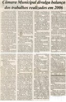  Câmara Municipal divulga balanço dos trabalhos realizados em 2006. Jornal Nova Gazeta, Conselheiro Lafaiete, 02 fev. 2007, 449ª ed., p. 16.