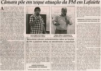 Câmara põe em xeque atuação da PM em Lafaiete, Jornal Correio da Cidade, Conselheiro Lafaiete, 16 mar. 2013 a 22 mar. 2013, p. 02.