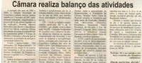 Câmara realiza balanço de atividades. Correio de Minas, Conselheiro Lafaiete, 21 jul. 2007, 164ª ed. , p. 02.