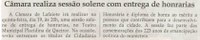 Câmara realiza sessão solene com entrega de honrarias. Jornal Correio da Cidade, Conselheiro Lafaiete, 14 set. 2013, p. D3.
