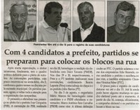 Com 4 candidatos a prefeito, partidos se preparam para colocar os blocos na rua. Jornal Correio da Cidade, Conselheiro Lafaiete, 13 a 19 ago. 2016 C6 