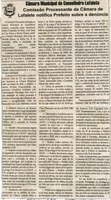 Comissão Processante da Câmara de Lafaiete notifica Prefeito sobre a denúncia. Folha Livre, Conselheiro Lafaiete, 08 nov. 2007, 349ª ed. , p. 09.