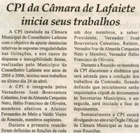 CPI da Câmara de Lafaiete inicia os seus trabalhos. Folha Livre, Conselheiro lafaiete, 28 abr. 2007, 319ª ed., p. 07.