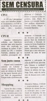 CPI I; CPI II; Sem justa causa; Shopping. Correio de Minas, Conselheiro Lafaiete, 26 out. 2013, Sem Censura, p. 3.