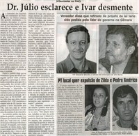 Demissões na PMCL Dr. Júlio esclarece e Ivar desmente. Jornal Correio da Cidade, Conselheiro Lafaiete, 25 out. 2008, p.2.