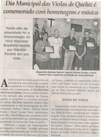 Dia Municipal das Violas de Queluz é comemorado com homenagens e música. Jornal Correio da Cidade, Conselheiro Lafaiete, 03 abr. 2015, 1258ª ed., p. 01.