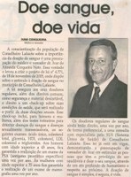 Doe sangue, doe vida. Jornal Correio da Cidade, Conselheiro lafaiete, 02 fev. 2008, p. 04.