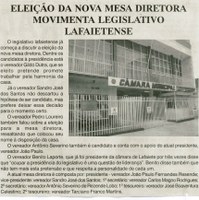  Eleição da nova mesa diretora movimenta Legislativo Lafaietense. Jornal Gazeta, Conselheiro Lafaiete, 12 set. 2015, 854ª ed., p. 5.