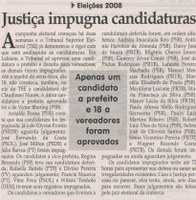 Eleições 2008: justiça impugna candidaturas. Jornal Correio da Cidade,19 jul. 2008, p. 07.
