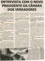Entrevista com o novo Presidente da Câmara dos Vereadores. Jornal Nova Gazeta, Conselheiro Lafaiete, 12 jan. 2008, 496ª ed., p. 3.