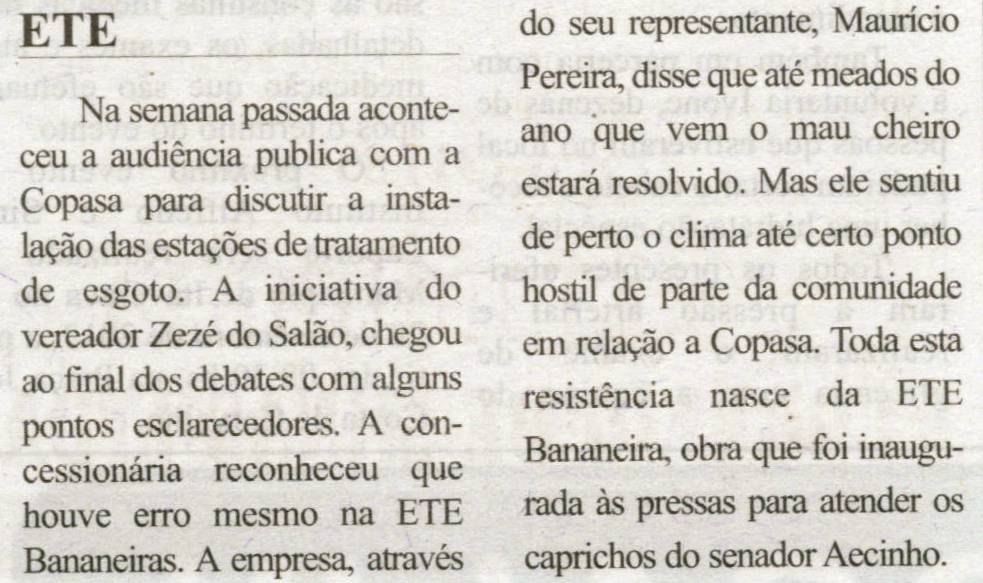 ETE. Correio de Minas, Conselheiro Lafaiete, 21 set. 2013, p. 03.