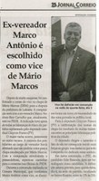 Ex-vereador Marco Antônio  é escolhido como vice de Mário Marcos. Jornal Correio da Cidade, Conselheiro Lafaiete, 06 a 12 ago 2016, 1329ª ed., Caderno Política, p. 4.