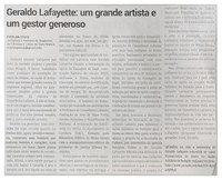 Geraldo Lafayette: um grande artista e um gestor generoso. Jornal Correio da Cidade, Conselheiro Lafaiete, 22 a 28 de jun. 2024, 1736ª ed., Opinião, p. 7.