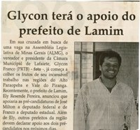  Glycon terá o apoio do prefeito de Lamim. Jornal Correio da Cidade, Conselheiro Lafaiete, 08 jul. 2006, 811ª ed., p. 02. 