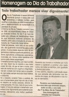 Homenagem ao Dia do Trabalhador. Jornal Correio da Cidade, Conselheiro Lafaiete,  02 mai. 2009, p. 05.