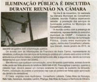 Iluminação Pública é discutida durante reunião na Câmara. Jornal Gazeta, Conselheiro Lafaiete, 14 a 20 nov. 2015,  560ª ed. , Caderno Gerais, p. 02