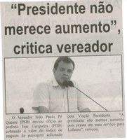 "Presidente não merece aumento", critica vereador. Correio de Minas, Conselheiro Lafaiete, 22 nov. 2014, p. 5. 