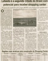 Lafaiete é a segunda cidade do Brasil com potencial para receber shopping center: pesquisa foi realizada pelo grupo IBOPE com profissionais qualificados. Correio de Minas, Conselheiro Lafaiete, 03 ago. 2013, p. 04.