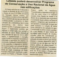  Lafaiete poderá desenvolver Programa de Conservação e Uso Racional de Água nas edificações. Folha Livre, 08 abr. 2006, 265ª ed., p. 05