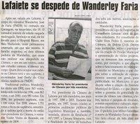 Lafaiete se despede de Wanderley Faria. Jornal Correio da Cidade, Conselheiro Lafaiete, 23 jul. 2011, p. 02.