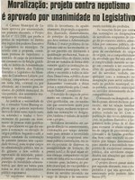 Moralização projeto contra nepotismo é aprovado por unanimidade no Legislativo. Jornal Correio da Cidade, Conselheiro Lafaiete, 24 mai. 2008, p. 04.