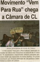Movimento "Vem Para Rua" chega a Câmara de CL. Correio de Minas, Conselheiro Lafaiete, 06 jul. 2013, p. 01.