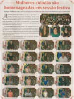 Mulheres são homenageadas em sessão festiva. Jornal Correio da Cidade, Conselheiro Lafaiete, 02 a 08 abr. 2016, 1311ª ed., Caderno Cultura, p. 1.