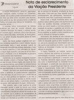 Nota de esclarecimento da Viação Presidente. Jornal Correio da Cidade, Conselheiro Lafaiete, 31 mai. 2014, p. D4.