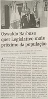 Oswaldo Barbosa quer Legislativo mais próximo da população. Jornal Correio da Cidade, Conselheiro Lafaiete, 25 de dez. de 2021, 1608ª ed., Caderno Política, p. 4.