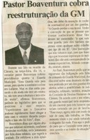  Pastor Boaventura cobra reestruturação da GM. Folha Livre, Conselheiro Lafaiete, 18 ago. 2007,ª ed., p. 02.