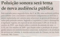 Poluição sonora será tema de nova audiência pública. Jornal Correio da Cidade, Conselheiro Lafaiete, 03 mai. 2014, p. 4.
