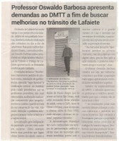 Professor Oswaldo Barbosa apresenta demandas ao DMTT a fim de buscar melhorias no trânsito de Lafaiete. Jornal Correio da Cidade, Conselheiro Lafaiete, 03 a 09 de ago. 2024, 1742ª ed., Política, p. 3.